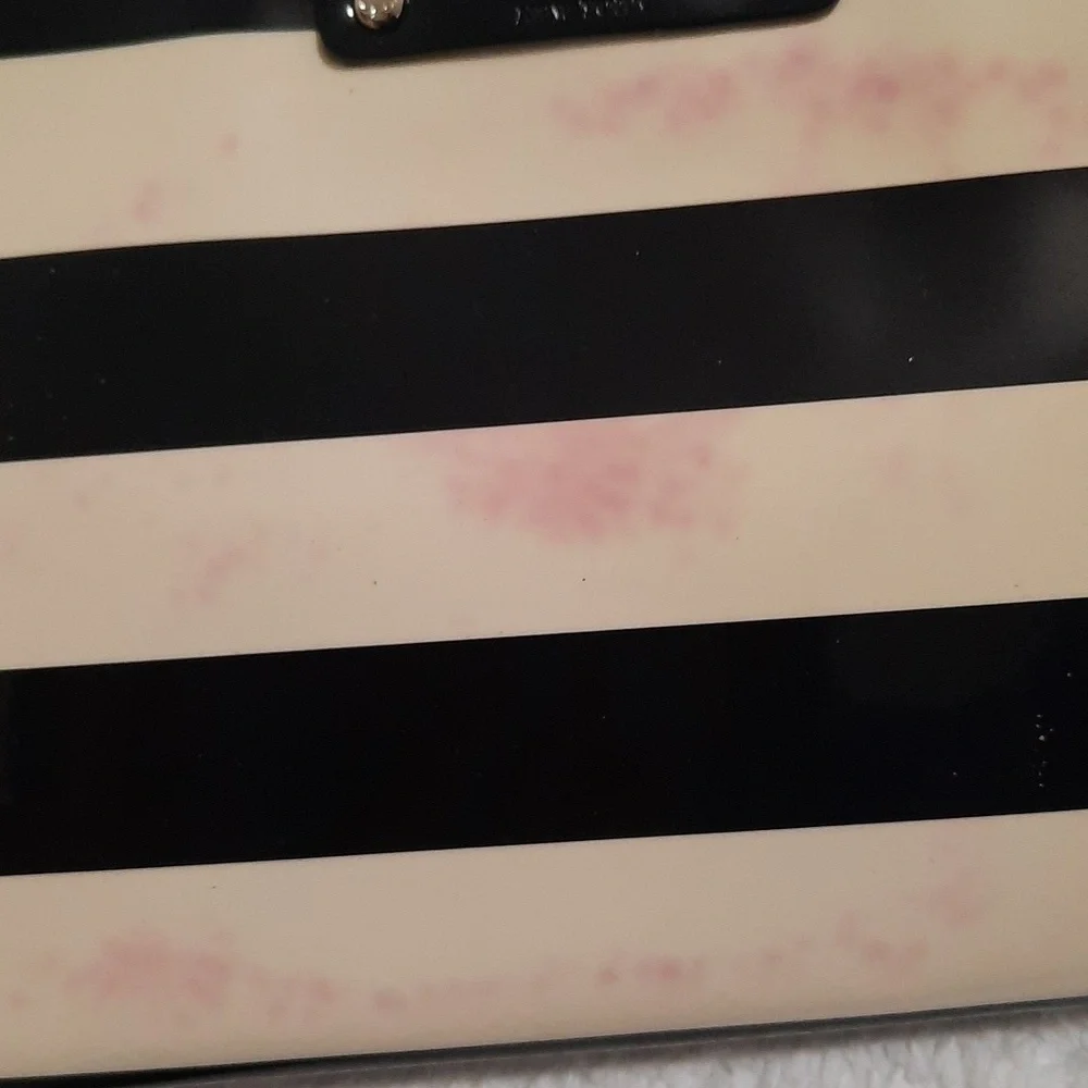 Kate Spade Black and Cream Striped Pouch